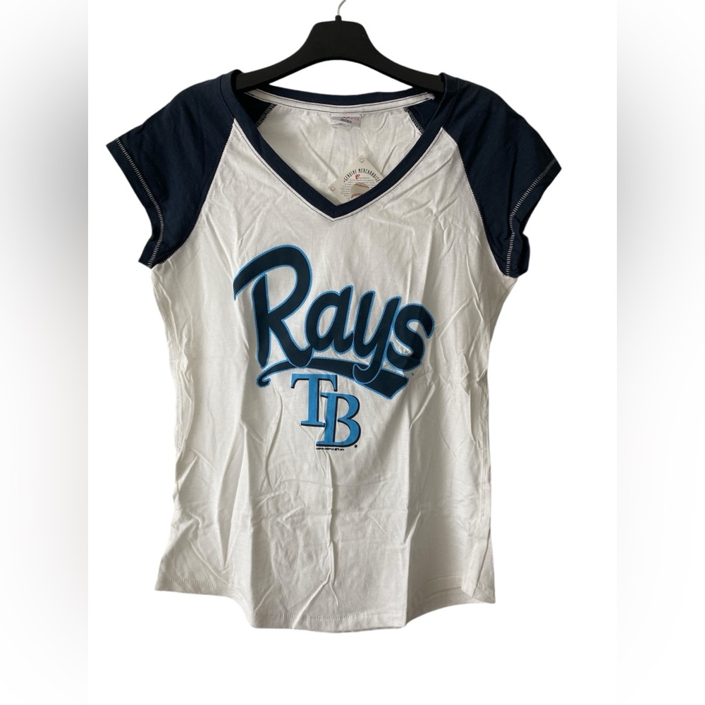NWT Tampa Bay Rays Baseball TShirt V-Neck Cap Sleeve T-Shirt